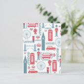 Cool trendige Vintage Londoner Illustrationsmuster Postkarte (Stehend Vorderseite)