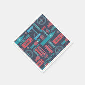 Cool trendige Vintage Londoner Illustrationsmuster Serviette (Ecke)
