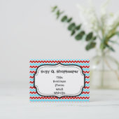 Cool Trendy Aquamarin Türkis Red Zickzack Zigzags Visitenkarte (Stehend Vorderseite)