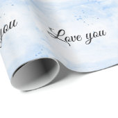 Cool Trendy Blue LIEBE Geschenkpapier (Rolleneckpunkt)