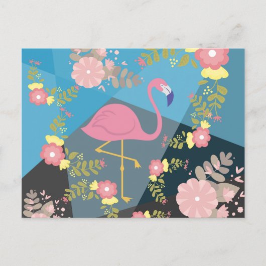 Cool Trendy Chic Niedlich Pink Girly Floral Flamin Postkarte (Vorderseite)
