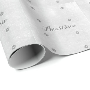 Cool Trendy Gray Kiss mit Ihrem Namen Geschenkpapier