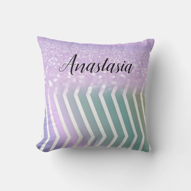 Cool Trendy Lila Glitzer Kissen (Vorderseite)