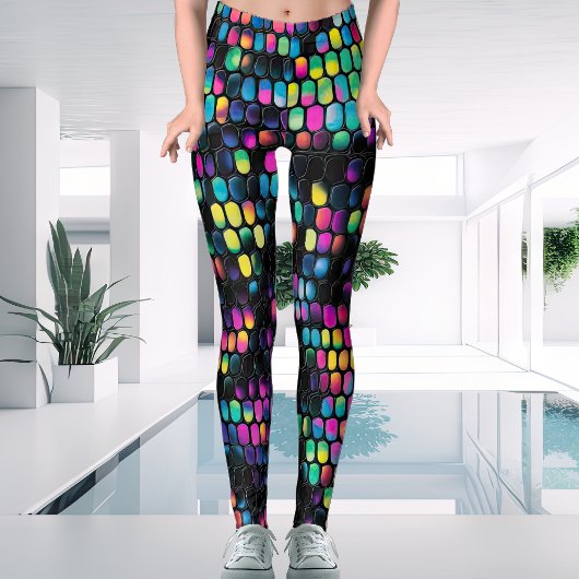 Cool Trendy Mehrfarbig Vivid mit Black Ladys Leggings