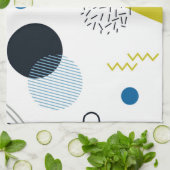 Cool, trendy, modern, grün-blaues geometrisches geschirrtuch (Gefaltet)