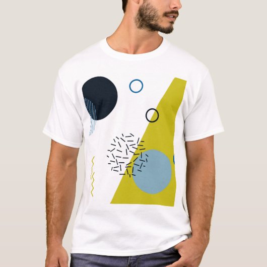 Cool, trendy, modern, grün-blaues geometrisches T-Shirt (Vorderseite)