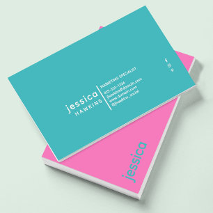 Cool Trendy Modern Hot Pink & Verdigris Blue Green Visitenkarte