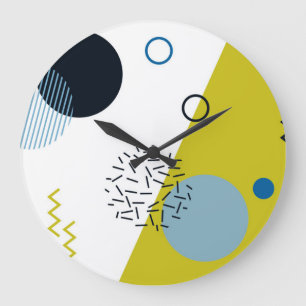 Cool, trendy, modern, Memphis green blue geometric Große Wanduhr