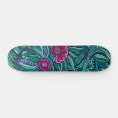 Cool Trendy Modernes Abstraktes Blumenmuster Skateboard (Horizontal)