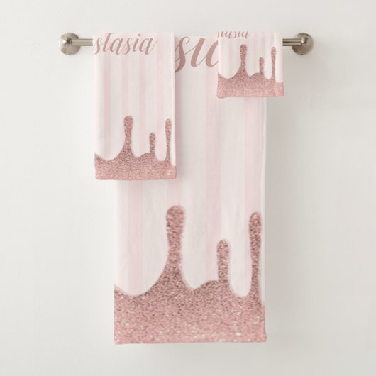 Cool Trendy Pink Glitzer Badhandtuch Set (Insitu)