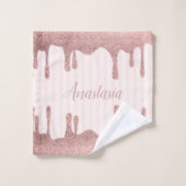 Cool Trendy Pink Glitzer Badhandtuch Set (Waschlappen)