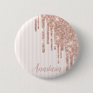 Cool Trendy Pink Glitzer Button
