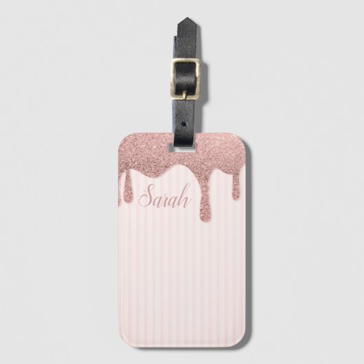 Cool Trendy Pink Glitzer Gepäckanhänger (Vorderseite Vertikal)