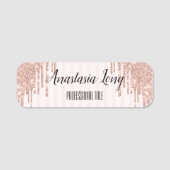 Cool Trendy Pink Glitzer Namensschild (Vorderseite)