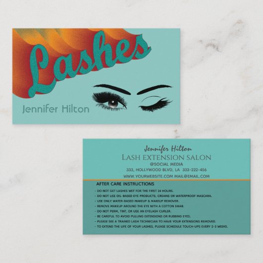 Cool trendy Retro-farbige Lashes Visitenkarte (Vorne/Hinten)