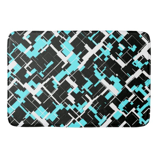 Cool trendy Schwarz-weiß Blue Pattern Badematte (Vorderseite)