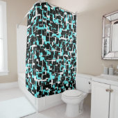 Cool trendy Schwarz-weiß Blue Pattern Duschvorhang (Beispiel)
