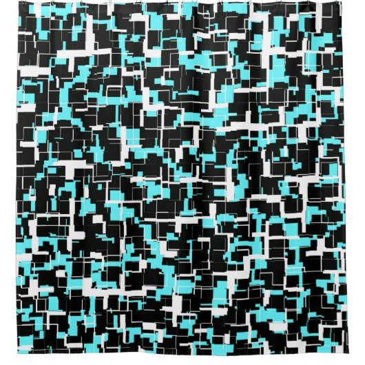 Cool trendy Schwarz-weiß Blue Pattern Duschvorhang (Vorderseite)