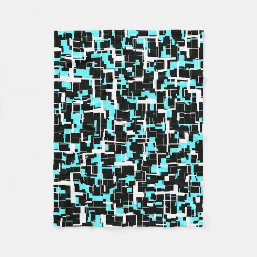 Cool trendy Schwarz-weiß Blue Pattern Fleecedecke (Vorderseite)