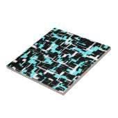 Cool trendy Schwarz-weiß Blue Pattern Fliese (Seite)