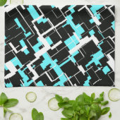 Cool trendy Schwarz-weiß Blue Pattern Geschirrtuch (Gefaltet)