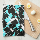 Cool trendy Schwarz-weiß Blue Pattern Geschirrtuch (Viertel Falte)