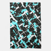 Cool trendy Schwarz-weiß Blue Pattern Geschirrtuch (Vertikal)