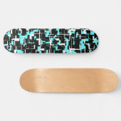 Cool trendy Schwarz-weiß Blue Pattern Skateboard (Horizontal)