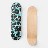 Cool trendy Schwarz-weiß Blue Pattern Skateboard (Vorderseite)
