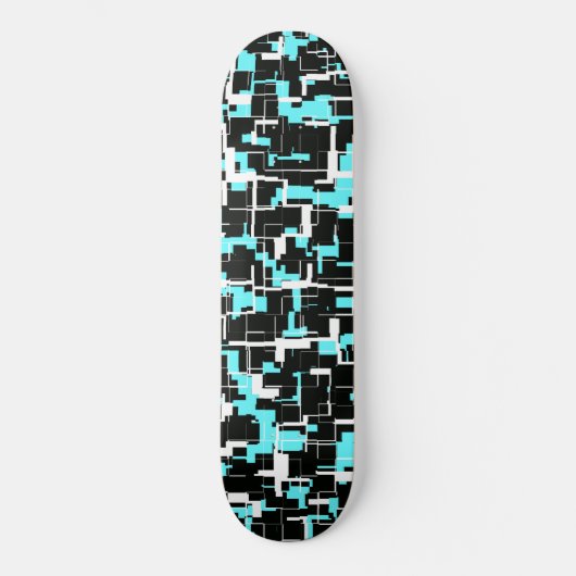 Cool trendy Schwarz-weiß Blue Pattern Skateboard (Vorderseite)