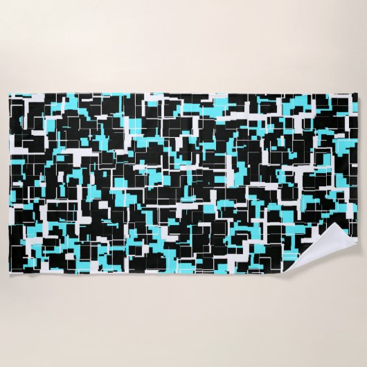 Cool trendy Schwarz-weiß Blue Pattern Strandtuch (Vorderseite)