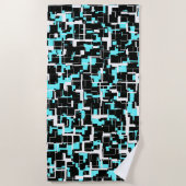 Cool trendy Schwarz-weiß Blue Pattern Strandtuch (Vorderseite)