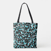 Cool trendy Schwarz-weiß Blue Pattern Tasche (Rückseite)