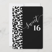 Cool Trendy Schwarz-weiß Leopard süß 16 Einladung (Rückseite)