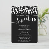 Cool Trendy Schwarz-weiße Leoparden süß 16 Invitat Einladung (Stehend Vorderseite)