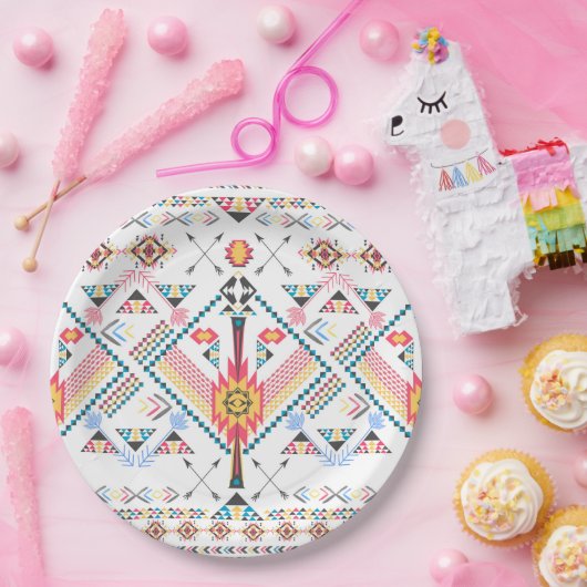 Cool trendy Stammesgeometrie Pappteller (Party)