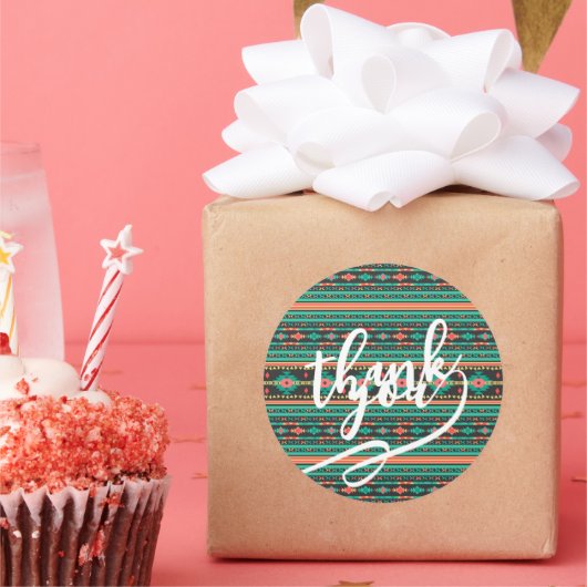 Cool tribal ethnic geometric pattern runder aufkleber (Party)