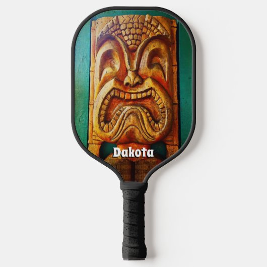 Cool Tropical Hawaii Tiki Bold Typografy Name Pickleball Schläger (Vorderseite)