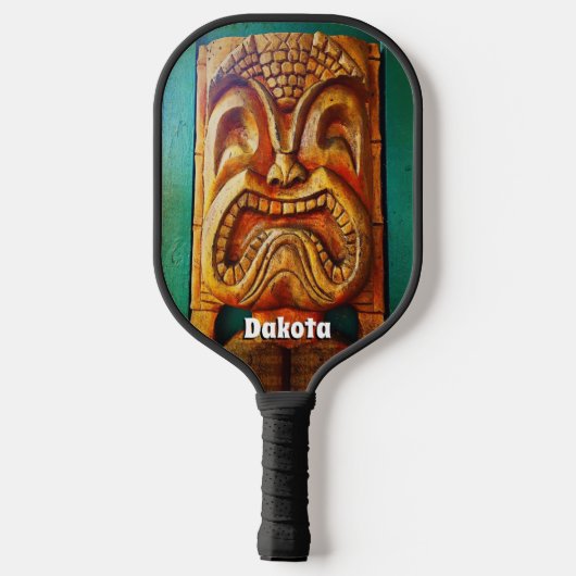 Cool Tropical Hawaii Tiki Bold Typografy Name Pickleball Schläger (Rückseite)