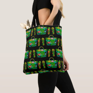 Cool Tropical Summer Accessories Pattern Black Tasche