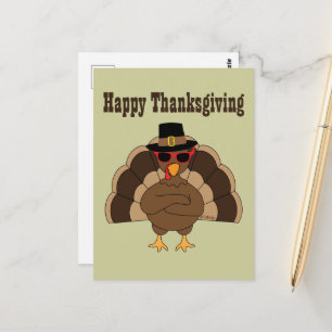 Cool Turkey Frohes Erntedankfest benutzerdefiniert Postkarte