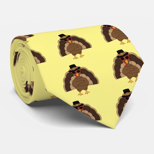 Cool Turkey Thanksgiving fun yellow pattern Krawatte (Gerollt)