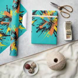 Cool Türkis Blauer Paintball Malerische Platte Geschenkpapier