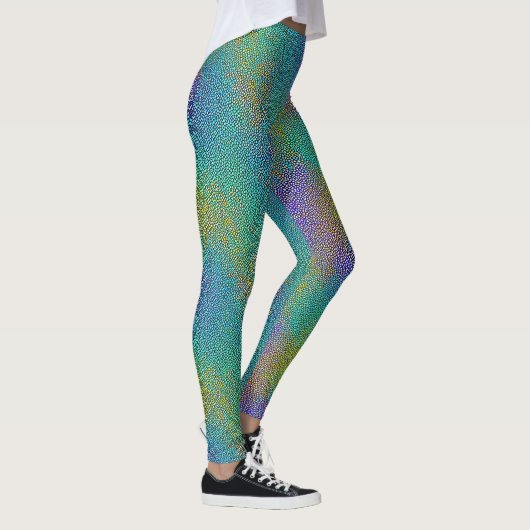 Cool türkisfarbene Chamäleon Hautfarbe Aura Effekt Leggings (Rechts)