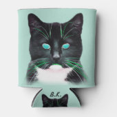 Cool Türkisfarbene Mit Augen Katze Dosenkühler (Vorderseite)