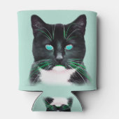 Cool Türkisfarbene Mit Augen Katze Dosenkühler (Rückseite)