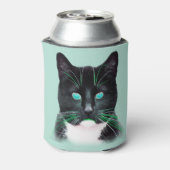 Cool Türkisfarbene Mit Augen Katze Dosenkühler (Kanne Rückseite)