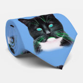 Cool Türkisfarbene Mit Augen Katze Krawatte (Gerollt)