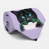 Cool Türkisfarbene Mit Augen Katze Krawatte (Gerollt)