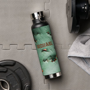 Cool türkisfarbenes Rostmetall Ihr Name Trinkflasche